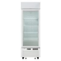 Alt Tag: EFI Sales 27" White Glass Door Commercial Ice Cream Freezer upright white glass door merchandiser with LED-lit interior shelves