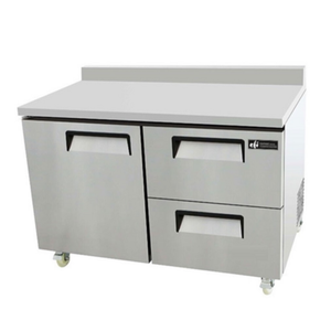 Alt Tag: EFI Sales 60.2 Inch Worktop Refrigerated Counter with Two Drawers stainless steel commercial kitchen prep counter with refrigerated drawers
