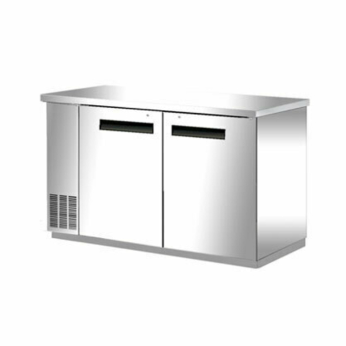 Alt Tag: EFI Sales CBBSDR2-60CC 60.8 Inch Stainless Steel Back Bar Cooler two-door stainless back bar refrigerator cabinet