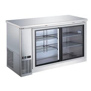 Alt Tag: EFI Sales Ltd. CBBSGDS2-60CC 60.8" Refrigerated Back Bar Cabinet stainless steel sliding glass door bar cooler