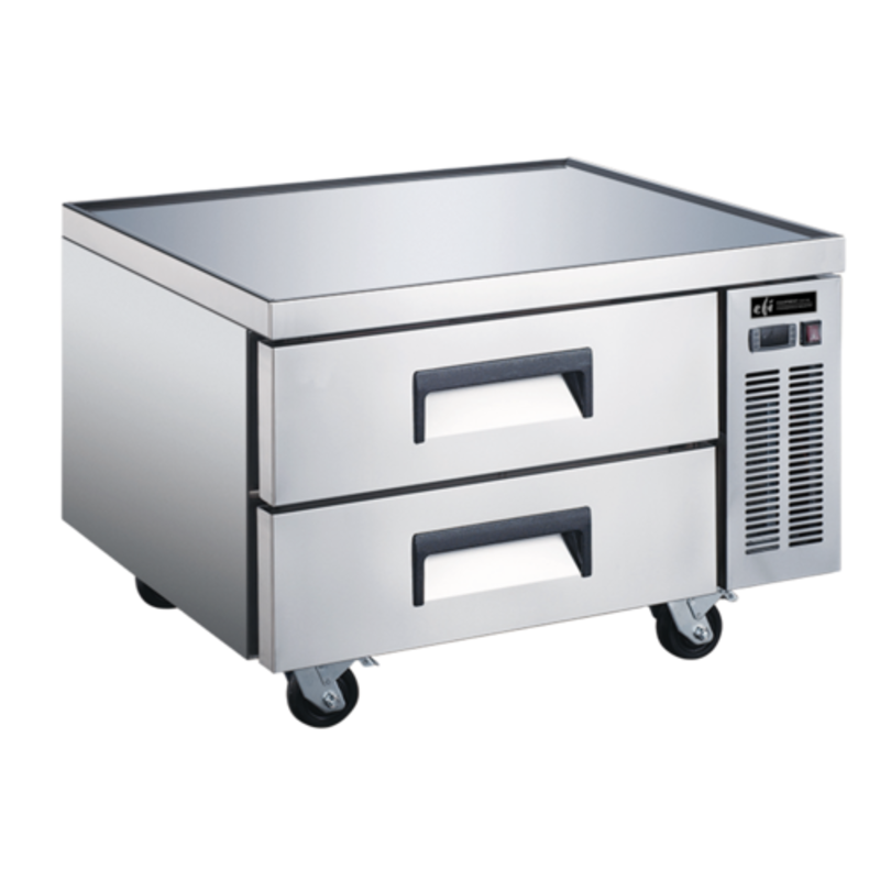 48 Inch Refrigerated Chef Base with Two Drawers and Rolling Casters for Kitchen Efficiency