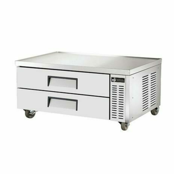 Alt Tag: EFI Sales CCB-52 52 Inch Refrigerated Chef Base Stand stainless steel 2-drawer refrigerated chef base equipment stand on casters