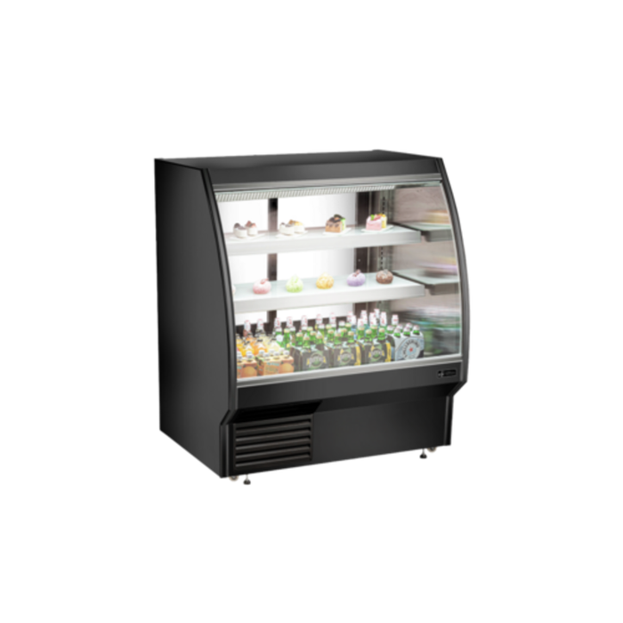 EFI Sales CDCBC-48 48.1" Black Curved Glass Refrigerated Deli Showcase black curved glass deli display case with refrigerated shelves