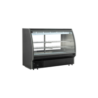 Alt Tag: EFI Sales Ltd. CDCBC-72 72 Inch Black Curved Glass Deli Showcase refrigerated display case with curved glass front and shelves