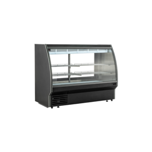 Alt Tag: EFI Sales Ltd. CDCBC-72 72 Inch Black Curved Glass Deli Showcase refrigerated display case with curved glass front and shelves