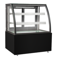 Alt Tag: EFI Sales Ltd. CGCM-4747 47.2" Refrigerated Bakery Deli Display Case black curved glass deli bakery showcase with shelves