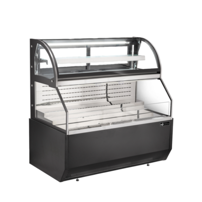 EFI Sales Ltd. CGOCM-7261 70.8" Refrigerated Curved Open Air Merchandiser curved glass open air combo display case with refrigerated base