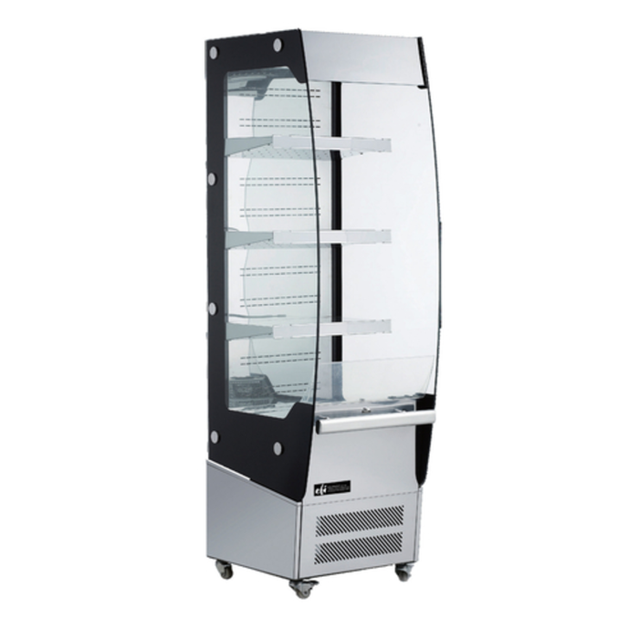 EFI CGOM-1969 open air chiller merchandiser 19.4-inch open front refrigerated display case with curved glass and shelves
