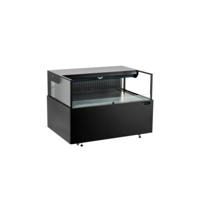 Alt Tag: EFI Sales CGOMS-4734 46.7" Black Open Air Refrigerated Merchandiser black open air display case with LED lighting for grab-and-go items