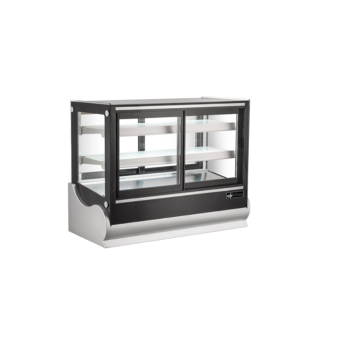 Alt Tag: EFI Sales CGSLM-4838 47.4 Inch Refrigerated Countertop Display Case glass bakery deli display with sliding doors and LED lighting