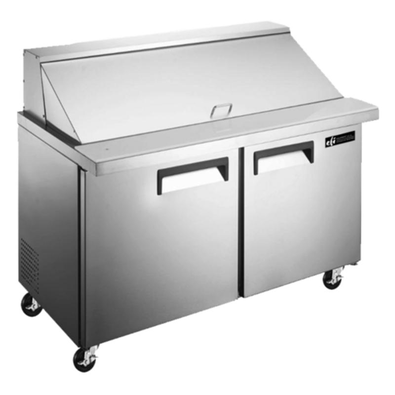 Alt Tag: EFI Sales Ltd. CMDR2-48VCX 48" Two-Door Refrigerated Mega Top Prep Table stainless steel commercial sandwich prep fridge