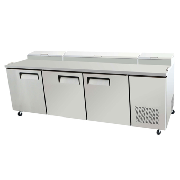 EFI Sales CPDR3-93VC 93-Inch Three Door Refrigerated Pizza Prep Table stainless steel commercial pizza prep refrigerator