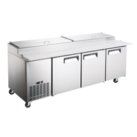 Alt Tag: EFI Sales CPDR3-93VCX 93" X-LINE Refrigerated Pizza Prep Table stainless steel 3-door commercial refrigerated prep table