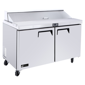Alt Tag: EFI Sales CSDR2-60VC 60 Inch Two Door Refrigerated Sandwich Prep Table stainless steel commercial two-door prep refrigerator
