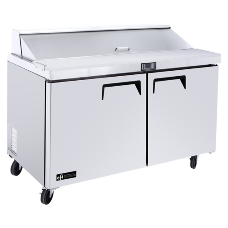 Alt Tag: EFI Sales CSDR2-60VC 60 Inch Two Door Refrigerated Sandwich Prep Table stainless steel commercial two-door prep refrigerator