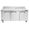 EFI Sales 72.7-Inch Three-Door Refrigerated Sandwich Salad Prep Table stainless steel commercial prep table with 3 doors