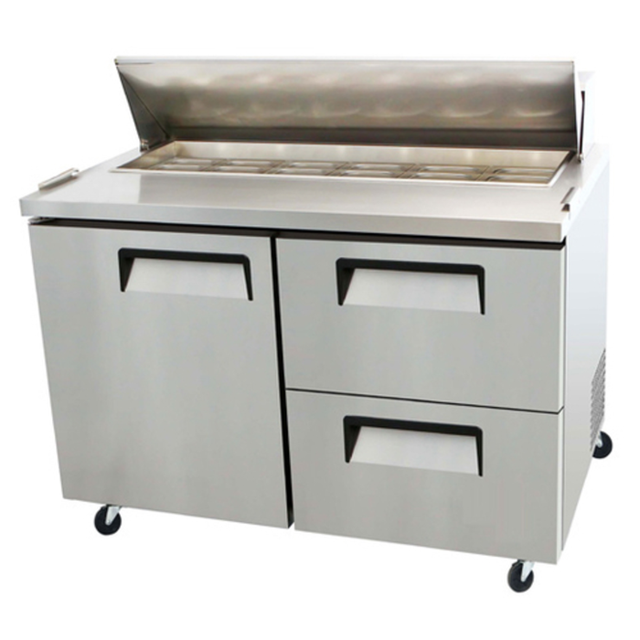 Alt Tag: EFI Sales CSDW2-48VC 48-Inch Refrigerated Counter Sandwich Salad Unit stainless steel sandwich/salad prep table with lid