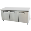 EFI Sales CUDR3-72VC Three-Section Undercounter Refrigerator With Three Solid Doors And Stainless Steel Finish.