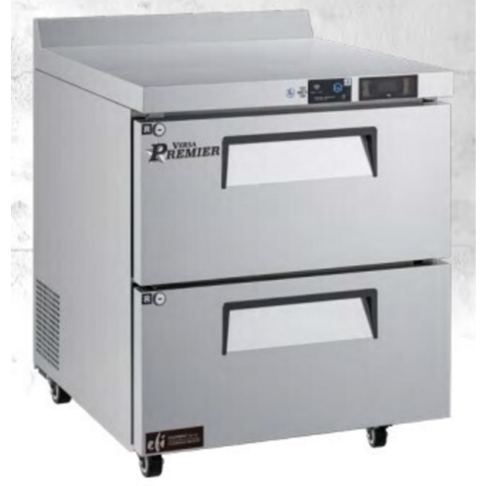 EFI Sales CWDW2-27VCP 27-Inch Two-Drawer Refrigerated Worktop Counter stainless steel two-drawer prep counter