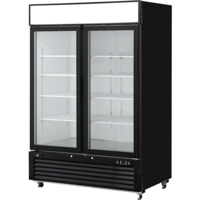 Alt Tag: EFI Sales Ltd. FI2-54GDVC 54 Inch Two Glass Door Ice Cream Merchandiser Freezer black 54in glass door display freezer