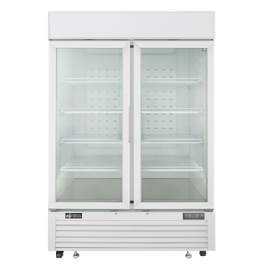 EFI Sales FI2-54GDWVC 54.4" Bottom Mount Glass Door Merchandiser Freezer with two glass doors, white commercial display freezer