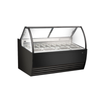 Alt Tag: EFI Sales FIGCB-7052 69.4" Curved Glass Gelato Dipping Showcase black curved glass display case for gelato and ice cream tubs