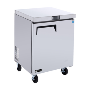 Alt Tag: EFI Sales FUDR1-27VC-R 27.5" Stainless Steel Undercounter Freezer with stainless steel cabinet, single door, caster wheels