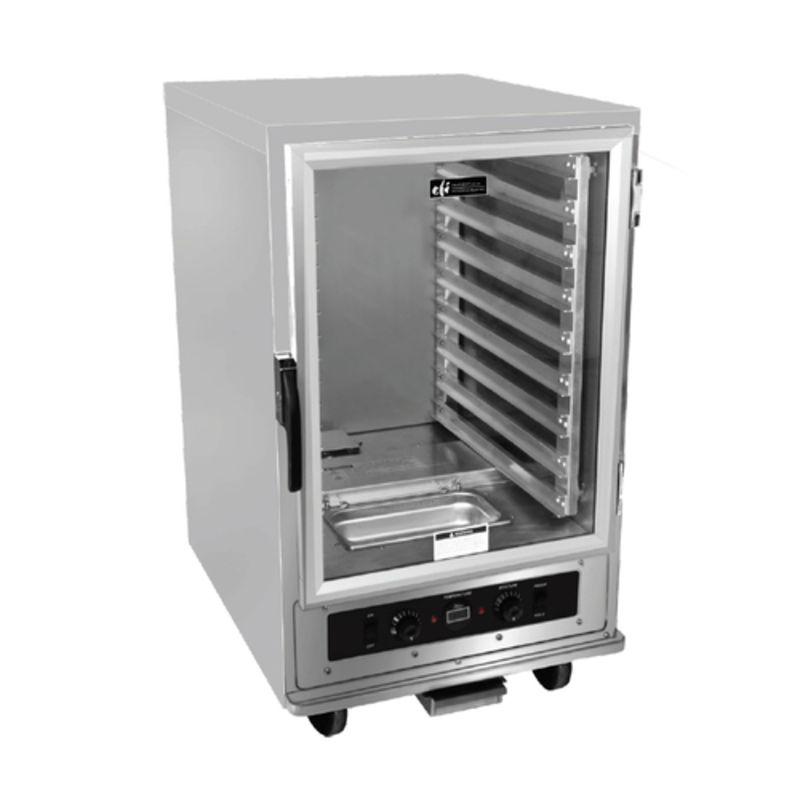 EFI Sales Mobile Heated Cabinet with 9 Full-Size Pan Capacity stainless mobile heated holding cabinet with open door and pan rack