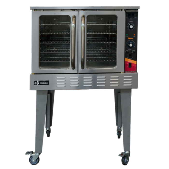 EFI Sales 38.2 Inch Full-Size Single Deck Electric Convection Oven front view with double glass doors, stainless steel commercial unit