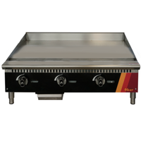 Tag alternatif : EFI Sales HGM36-N 36 pouces Versa Heat Manual Heat Stand à gaz plaque à gaz en acier inoxydable sur comptoir avec 3 boutons de contrôle manuels