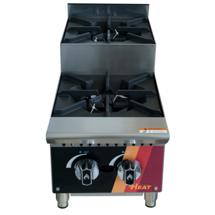 EFI Sales HHPSU-12-2B-P plaque chauffante liquide au propane de 12 pouces de largeur, plaque chauffante commerciale de comptoir à 2 brûleurs avec brûleurs en fonte