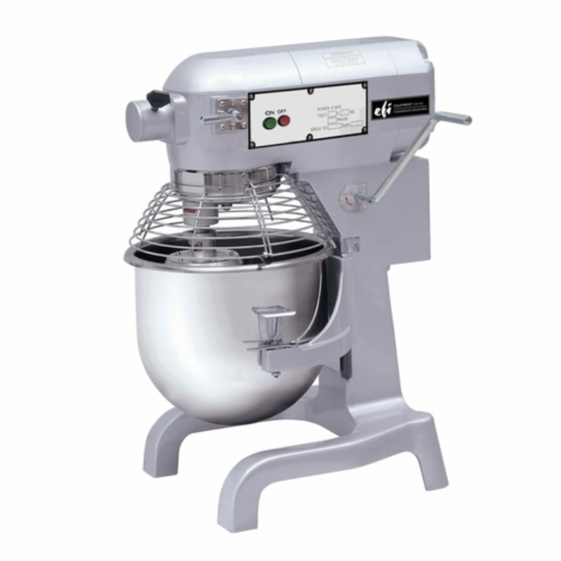 Alt Tag: EFI Sales HLM-20B 20 Quart Commercial Planetary Food Mixer with stainless steel bowl and wire guard, commercial kitchen mixer