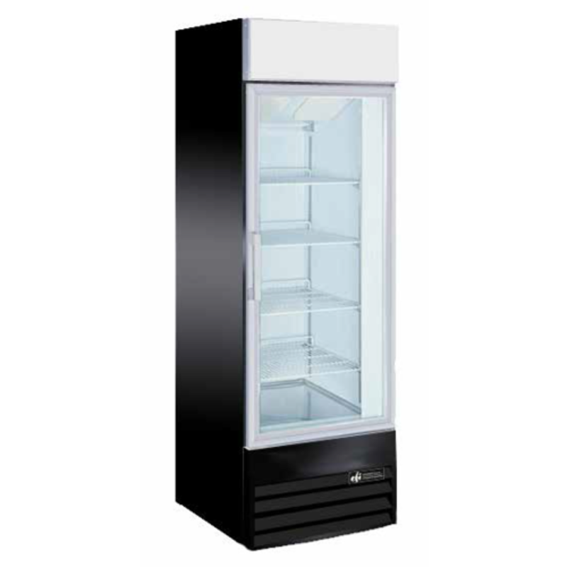 EFI Sales Ltd. 29 Inch Black Glass Door Merchandiser Cooler upright display refrigerator with glass door and adjustable shelves