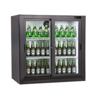 Alt Tag: EFI Sales Ltd. C2S-3640-CT 35.4" Two-Door Countertop Merchandiser Refrigerator with glass doors displaying bottled drinks