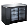 Alt Tag: EFI Sales Ltd. CBBGDS2-48CC 48.8" Back Bar Sliding Glass Cooler with black exterior, two sliding glass doors and adjustable wire shelves