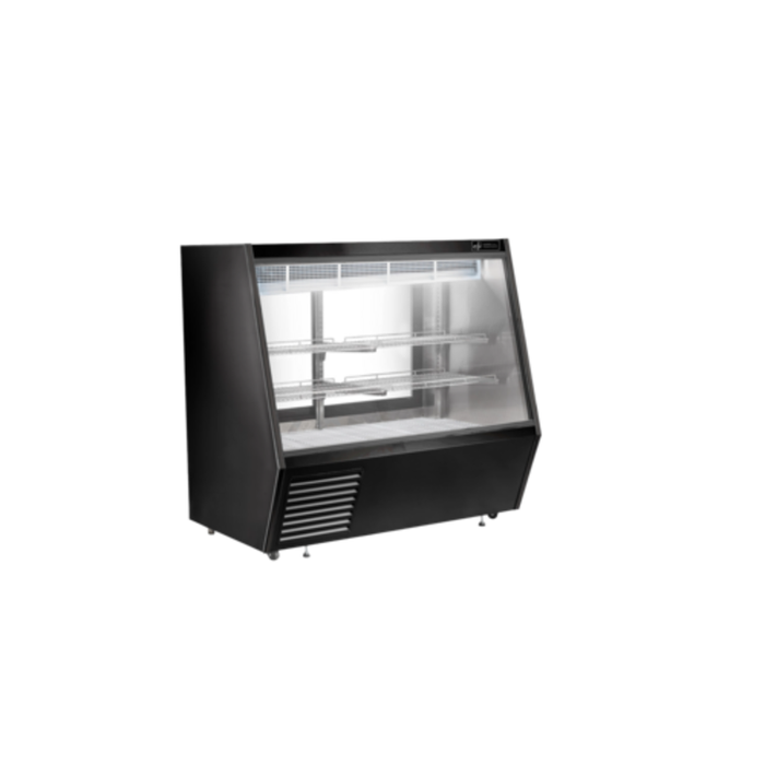 Alt Tag: EFI Sales Ltd. CDCBS-60 59.9" Flat Front Refrigerated Deli Showcase black flat glass display case with LED lighting