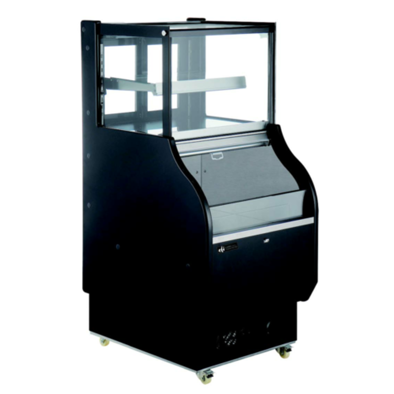 Alt Tag: EFI Sales Ltd. CGOSM-2661 25.9" Refrigerated Open Deli Display Case open refrigerated deli merchandiser with glass panels