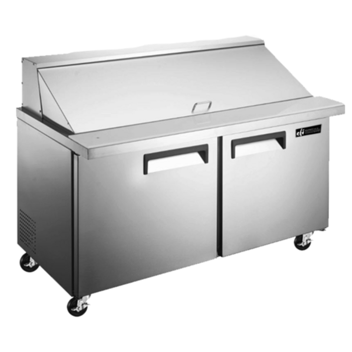 Alt Tag: EFI Sales Ltd. CMDR2-60VCX 60" Refrigerated Mega Top Sandwich Prep Table stainless steel commercial prep table with mega top