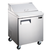 27 Inch Refrigerated Sandwich Prep Table With Stainless Steel Finish And Rolling Casters For Easy Mobility