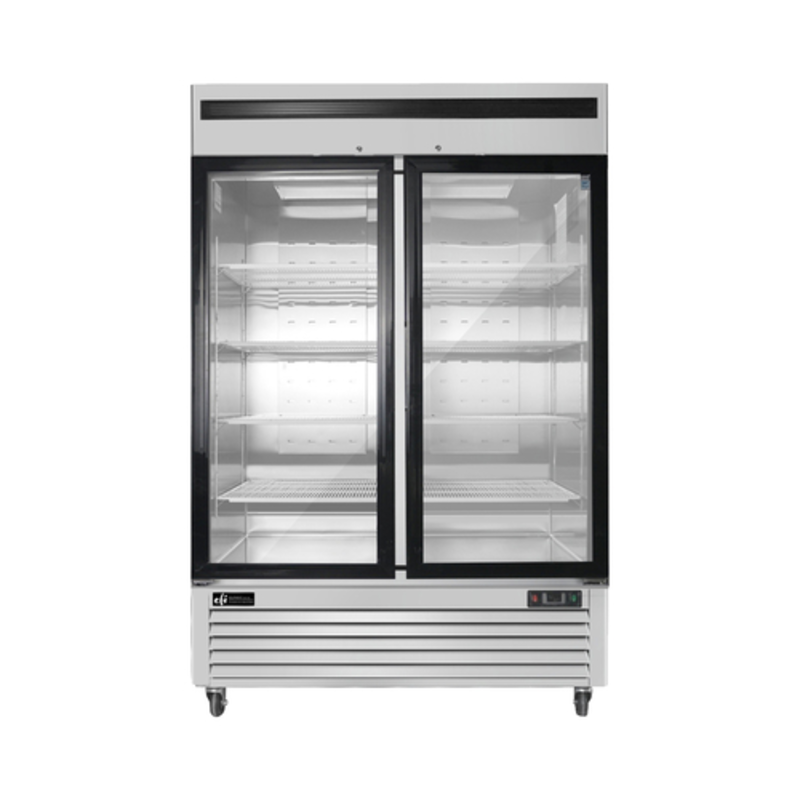 EFI Sales Ltd. F2-54GDSVC 54.4" Bottom Mount Glass Door Freezer with double glass doors, illuminated 44.8 cu ft commercial reach-in