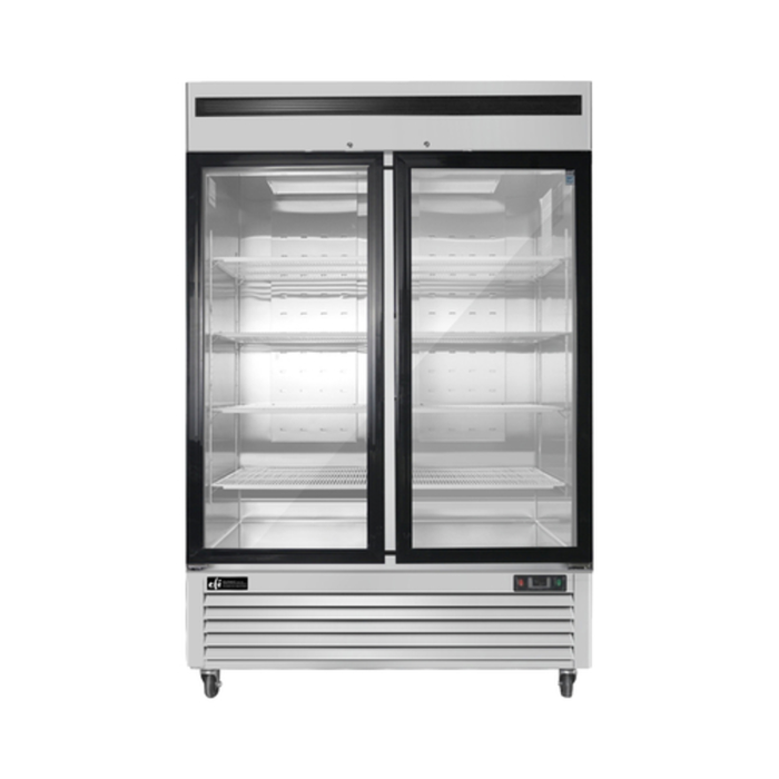 EFI Sales Ltd. F2-54GDSVC 54.4" Bottom Mount Glass Door Freezer with double glass doors, illuminated 44.8 cu ft commercial reach-in