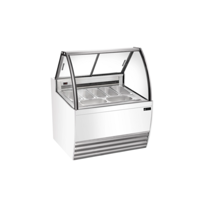 EFI Sales Ltd. FIGCW-4252 41.4 Inch White Gelato Display Case with curved glass front and stainless gelato pans