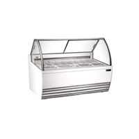 Alt Tag: EFI Sales Ltd. 69.4 Inch White Curved Glass Gelato Dipping Showcase curved glass ice cream display case with LED lighting