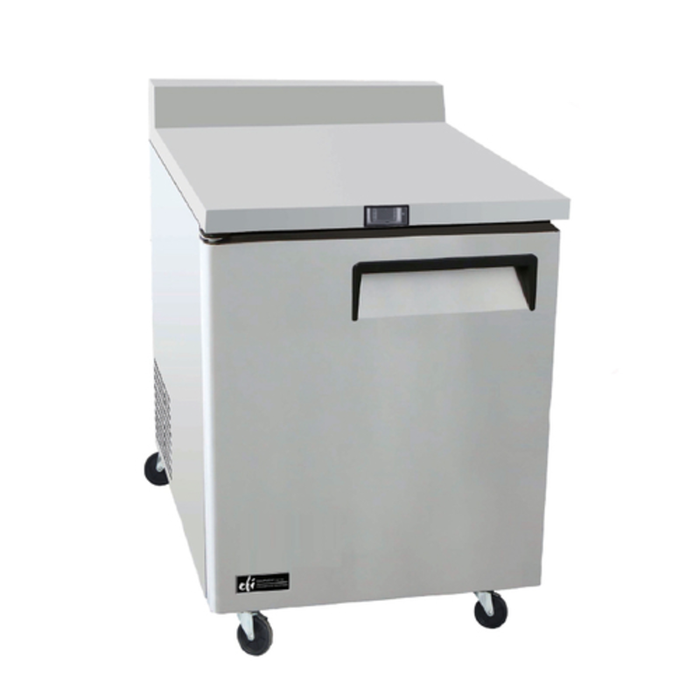 EFI Sales Ltd. FWDR1-27VC-L 27.5-Inch Stainless Steel Commercial Work Top Freezer with stainless work surface and casters