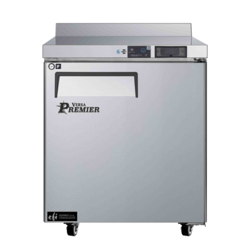 Alt Tag: EFI Sales Ltd. FWDR1-27VCP-R 27" Stainless Steel Single Door Worktop Freezer front view, commercial kitchen undercounter unit