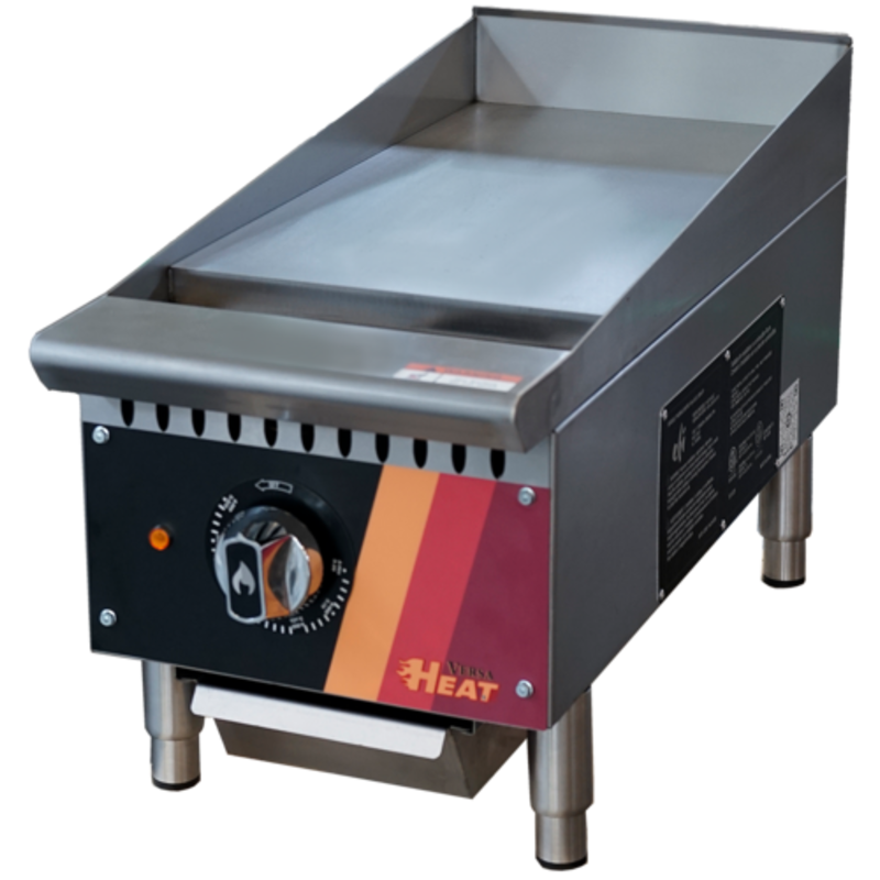 Étiquette alternative : EFI Sales Ltd. Grille électrique de comptoir électrique HGT12-ELC de largeur 12", plaque de travail commerciale Versa Heat en acier inoxydable