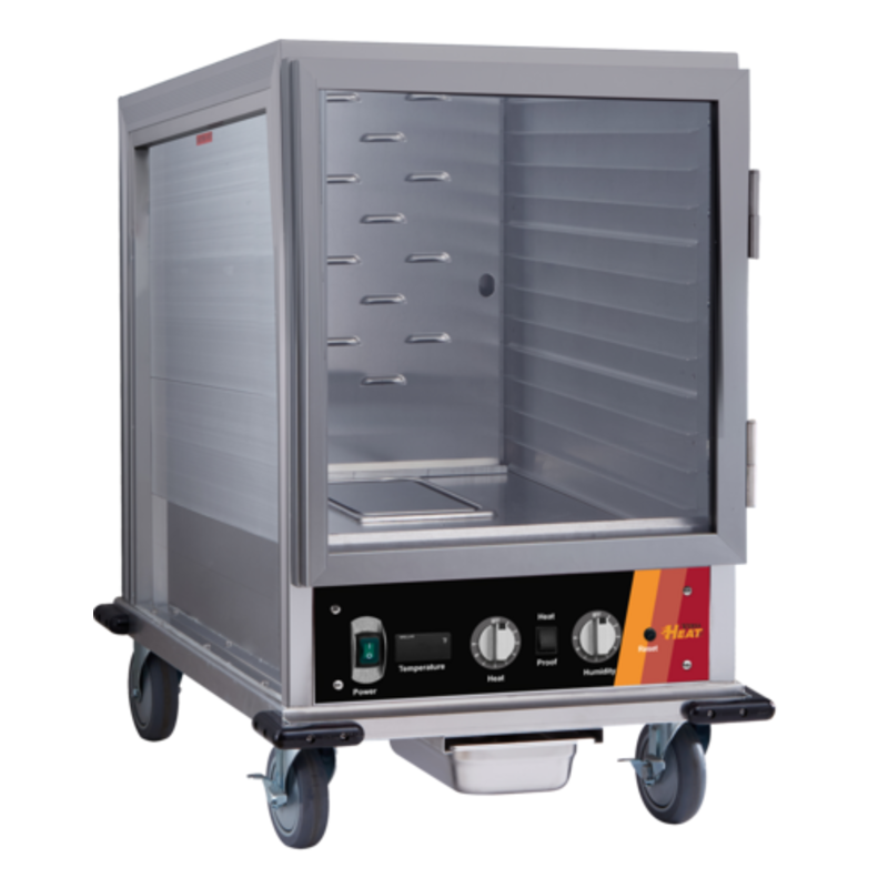 EFI Sales Ltd. HHC-HALF-INS Mobile Heated Insulated Half-Size Cabinet on casters with clear door and temperature controls