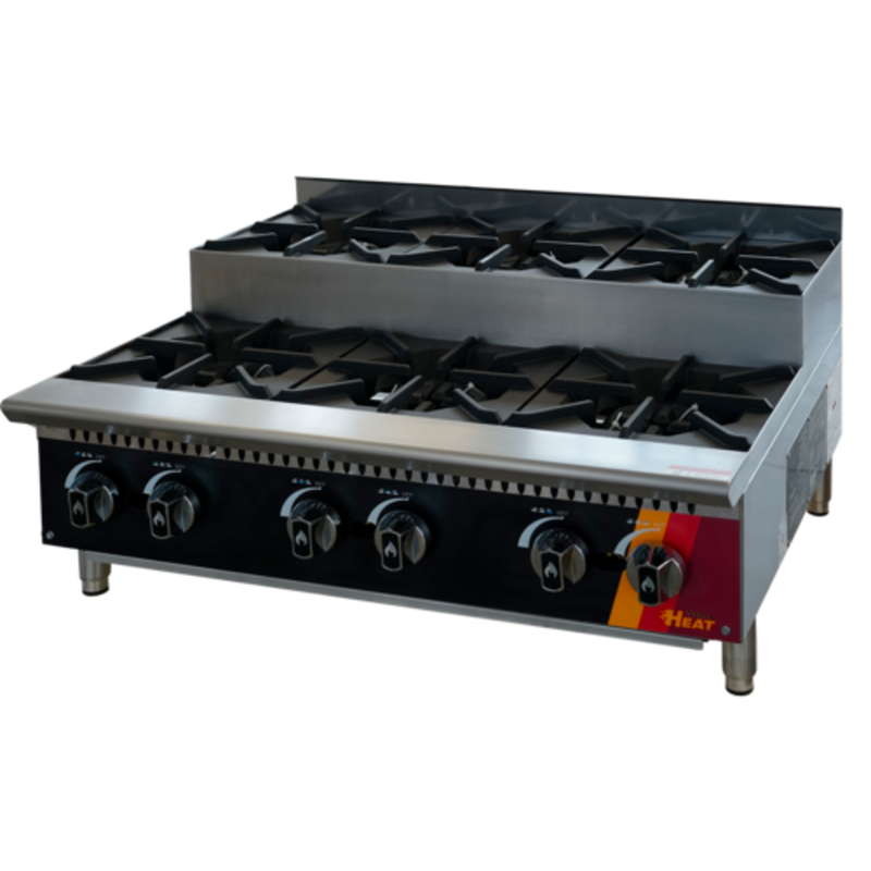 EFI Sales Ltd. HHPSU-36-6B-N 36-Inch 6-Burner Gas Countertop Hotplate commercial step-up stainless steel hotplate