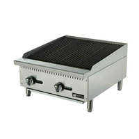 Alt Tag: EFI Sales Ltd. RCTCB-24P 24" Countertop Gas Char Rock Broiler stainless steel commercial countertop grill with dual control knobs