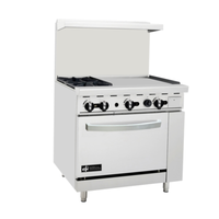 Étiquette alternative : EFI Sales Ltd. RCTRS-2B-24G-P Cuisinière de restaurant au propane de 36 » avec plaque de 24 », 2 brûleurs et four, cuisine de cuisine commerciale